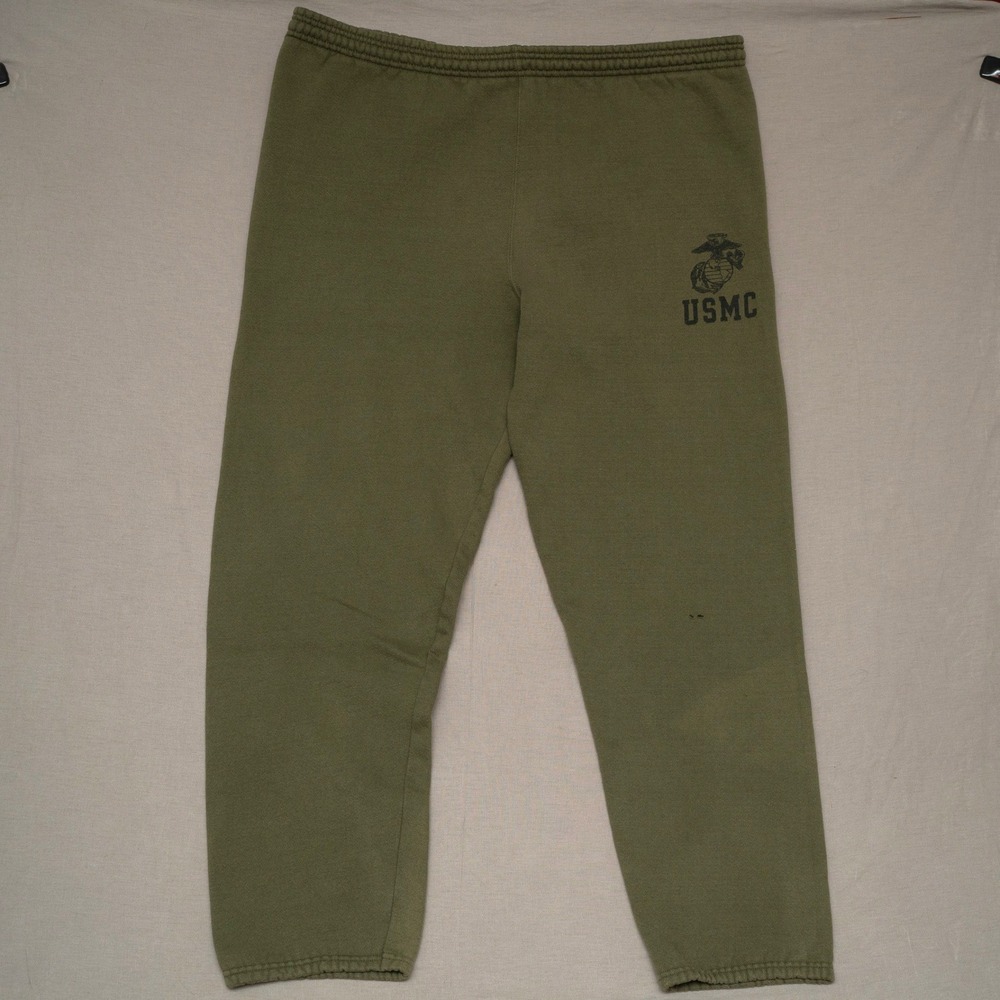 Vintage USMC United States Marine Corp Stencil Logo Soffe Sweatpants XL Olive